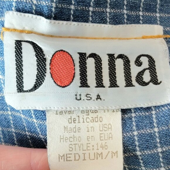 Vintage 90s Denim Midi Dress Women Medium Teacher Embellished Rhinestone 8 10 M - Picture 5 of 16